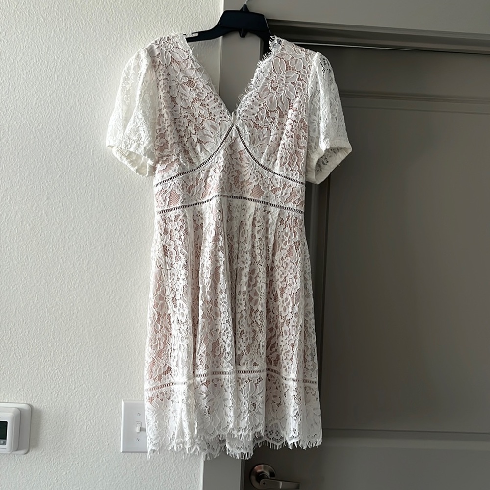 White short lace dress